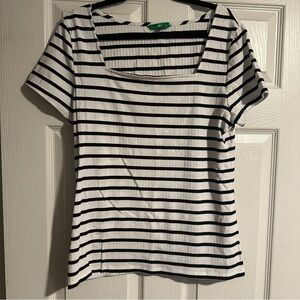Dip Striped Fitted Ribbed Short Sleeve Tee